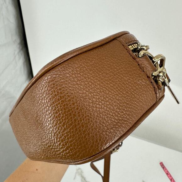 Michael Kors Double Zipper Jet Set Pebbled Leather Crossbody Bag Brown - Picture 7 of 15